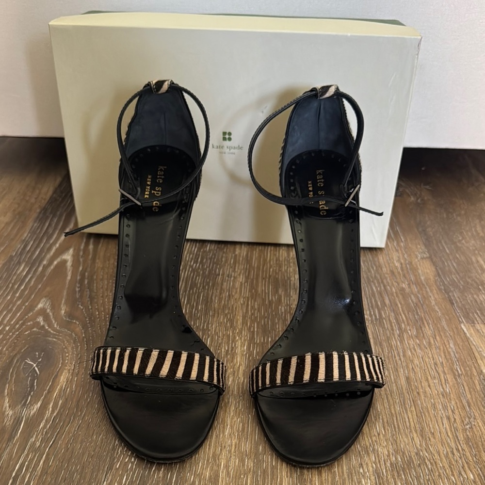 Kate Spade Black Zebra-Striped Heels - Picture 2 of 6